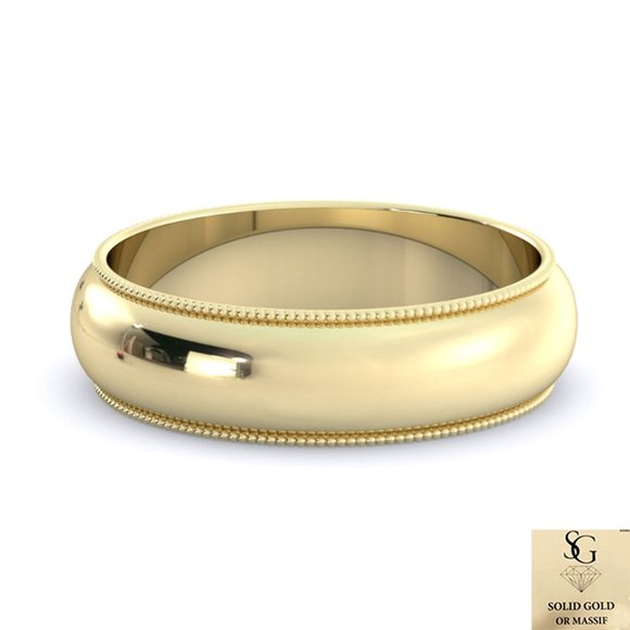 10 K Gold wedding Band 5mm ,white gold, yellow gold, rose gold, Tiffany Milgrain - Picture 3 of 3